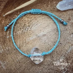 Macramé náramek s křišťálem - tyrkysová šňůrka