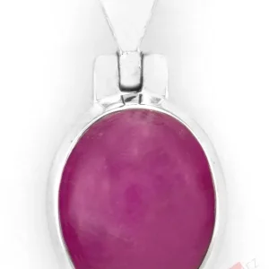 Minimalistický stříbrný přívěsek (Ag 925/1000) s rubínem QA, oválek cca 15 x 12 mm, krásná barva (RU1217P)