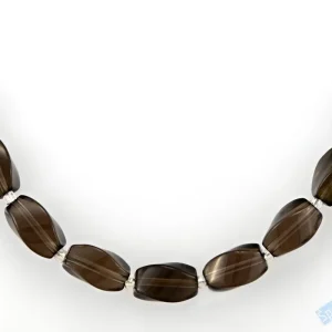 Náhrdelník z broušené záhnědy QA, stříbro Ag 925/1000, oválky cca 10 mm (ZA4520B)