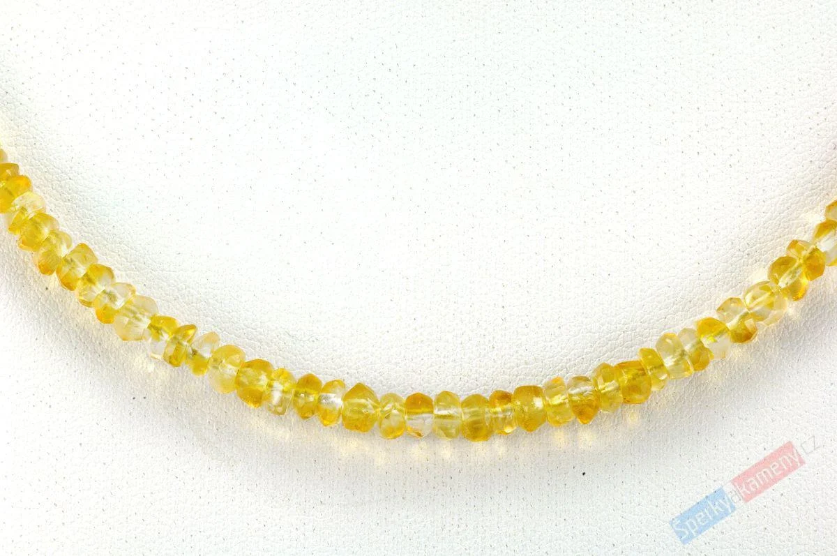 Náhrdelník z citrínu QA, čočky cca 2 x 4 mm, stříbro Ag 925/1000 (CI363B)