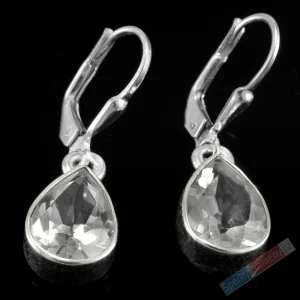 Stříbrné náušnice (Ag 925/1000) s broušeným křišťálem QA, kapky cca 14 x 10 mm (KR6655U)