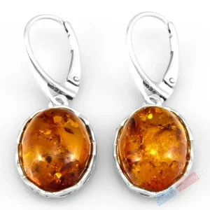 Stříbrné náušnice (Ag 925/1000) s jantarem QA, oválky cca 18 x 13 mm (JA5653U)