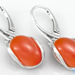 Stříbrné náušnice (Ag 925/1000) s karneolem QAA, oválky cca 16 x 12 mm, nádherná barva, "když pomeranče zrají" (KA6320U)