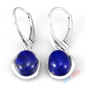 Stříbrné náušnice (Ag 925/1000) s lapisem lazuli QA, oválky cca 15 x 12 mm (LL6370U)