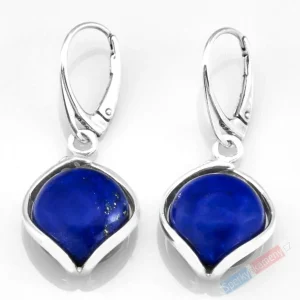 Stříbrné náušnice (Ag 925/1000) s lapisem lazuli QA, oválky cca 18 x 17 mm (LL1007U)