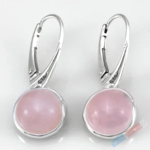 Stříbrné náušnice (Ag 925/1000) s růženínem QA, průměr cca 12 mm, "šperk pro něžnou vílu II" (R5290U)