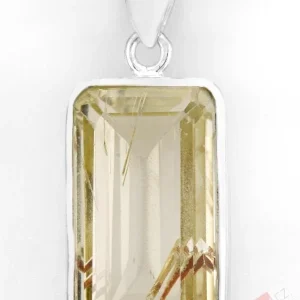 Unisex stříbrný přívěsek (Ag 925/1000) s broušeným hiddenitem QAA, cca 27 x 16 mm, RARITA (HN2421P)