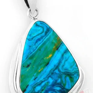 Unisex stříbrný přívěsek (Ag 925/1000) s peruánským Royal opálem QAA, cca 38 x 32 mm, nádherné probarvení, "mořské proudy II", RARITA (OPE1928P)
