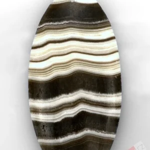 Větší přívěsek z aragonitu zebra QAA, stříbro Ag 925/1000, ovál cca 49 x 24 mm (ZAG3073P)