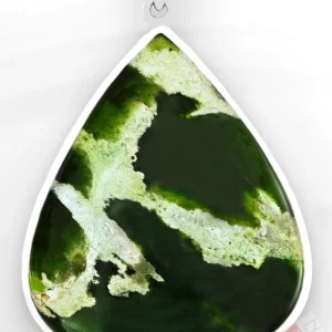 Větší stříbrný přívěsek (Ag 925/1000) s chromchalcedonem QA, široká kapka cca 47 x 38 mm, RARITA (CHN2120P)
