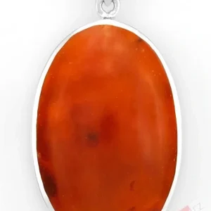 Větší stříbrný přívěsek (Ag 925/1000) s karneolem QA, ovál cca 44 x 29 mm, nádherná barva (KA2117P)