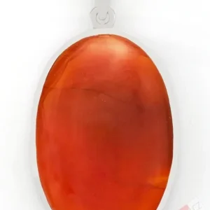 Větší stříbrný přívěsek (Ag 925/1000) s karneolem QAA, ovál cca 41 x 29 mm, nádherná barva, "když pomeranče zrají" (KA1936P)