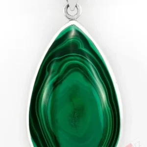 Větší stříbrný přívěsek (Ag 925/1000) s malachitem QAA, kapka cca 41 x 26 mm (MA1512P)